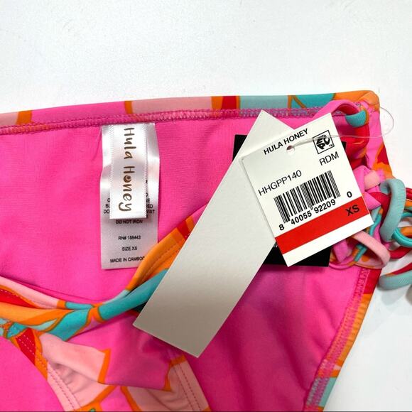Hula Honey red multi bikini swim bottom XSm - Picture 3 of 6